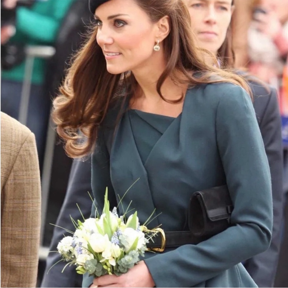 Kate Middleton LK Bennett Judi Teal Belted Peplum Blazer